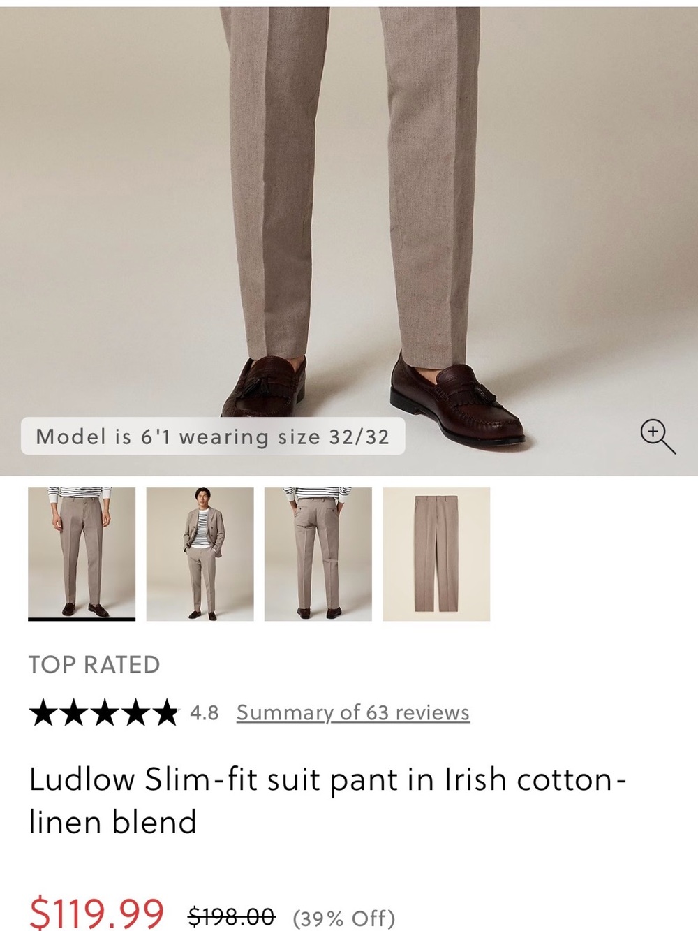 J.Crew Ludlow Slim-fit suit pant in Irish cotton-linen blend